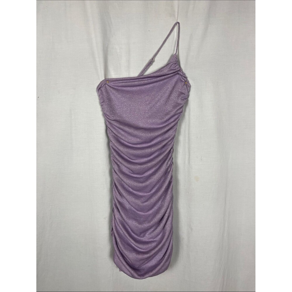 Lucy in the Sky Lavender Purple Sparkle Ruched Mini Dress